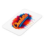 Charlotte Neon Script - Street Art Splash Design Magnet (Linke Seite)