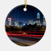 Charlotte Nord-Carolina Skyline-Abend Keramikornament (Vorne)