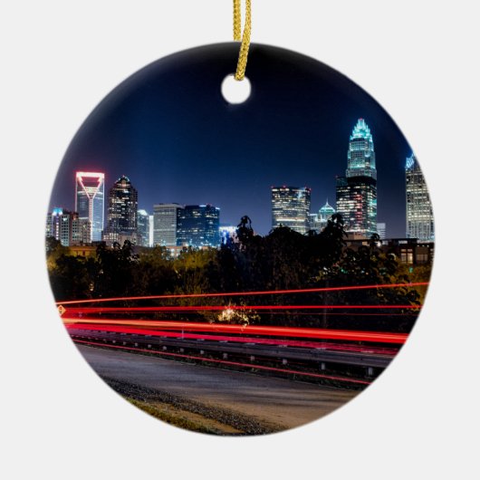Charlotte Nord-Carolina Skyline-Abend Keramikornament (Vorne)