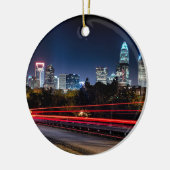 Charlotte Nord-Carolina Skyline-Abend Keramikornament (Links)