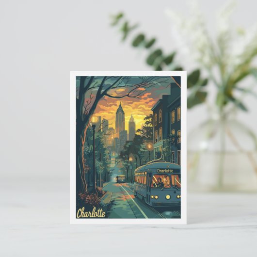 Charlotte North Carolina Bekannter Ort Postkarte (Stehend Vorderseite)