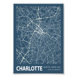 Charlotte - North Carolina Blueprint City Map Fotodruck