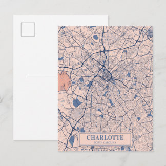 Charlotte North Carolina Breezy City Map Travel Postkarte