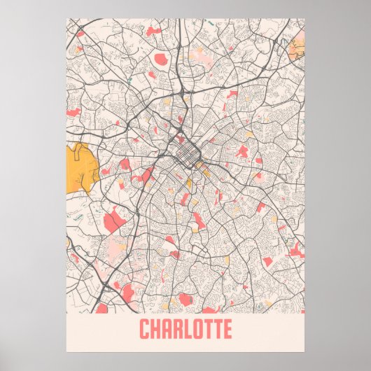 Charlotte - North Carolina Chalk City Map Poster (Vorne)