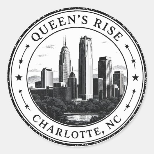 Charlotte North Carolina Circular Abzeichen Illust Runder Aufkleber (Vorderseite)