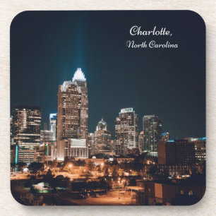 Charlotte North Carolina City Skyline Nacht Getränkeuntersetzer