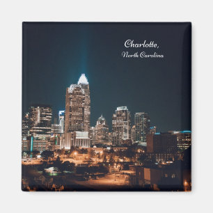 Charlotte North Carolina City Skyline Nacht Magnet