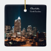 Charlotte North Carolina City Skyline Night Keramikornament (Rückseite)