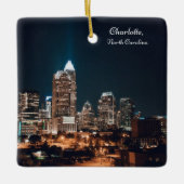 Charlotte North Carolina City Skyline Night Keramikornament (Vorderseite)