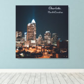Charlotte North Carolina City Skyline Night Leinwanddruck (Insitu (Holzboden))