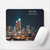Charlotte North Carolina City Skyline Night Mousepad (Mit Mouse)