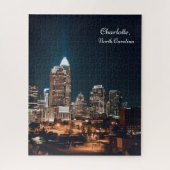 Charlotte North Carolina City Skyline Night Puzzle (Vertikal)