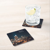 Charlotte North Carolina City Skyline Night Rechteckiger Pappuntersetzer (Vor Ort)