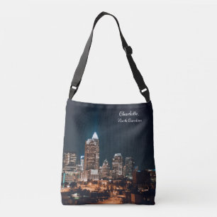 Charlotte North Carolina City Skyline Night Tragetaschen Mit Langen Trägern