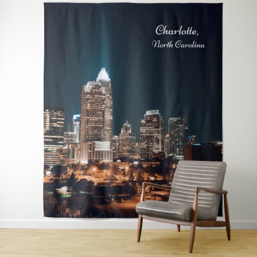 Charlotte North Carolina City Skyline Night Wandteppich (Beispiel)