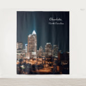 Charlotte North Carolina City Skyline Night Wandteppich (Vorderseite)