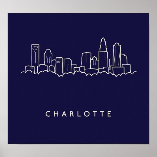 Charlotte, North Carolina City Skyline Poster (Vorne)