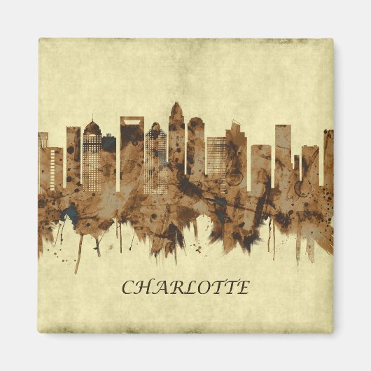 Charlotte North Carolina Cityscape Magnet (Vorne)