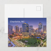 Charlotte, North Carolina Downtown Night View Postkarte (Vorne/Hinten)