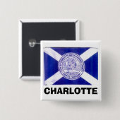 Charlotte-North Carolina-Flagge Button (Vorne & Hinten)