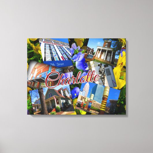 Charlotte North Carolina FotoCollage Leinwanddruck (Vorderseite)