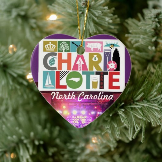 Charlotte North Carolina Herzverzierung Keramik Ornament (Baum)