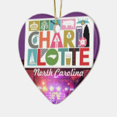 Charlotte North Carolina Herzverzierung Keramik Ornament (Links)