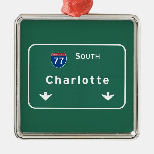 Charlotte-North Carolina nc-Autobahn: Silbernes Ornament (Vorne)