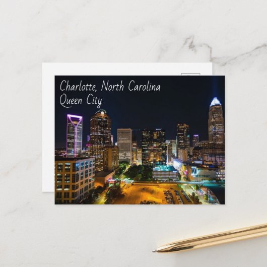 Charlotte, North Carolina, Queen City Postkarte (Vorderseite/Rückseite Beispiel)