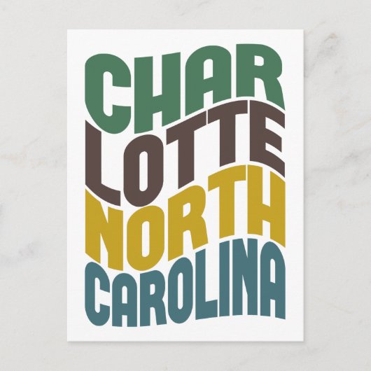 Charlotte North Carolina Retro Wave Postkarte (Vorderseite)