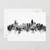 Charlotte North Carolina Skyline Black White Postkarte (Vorne/Hinten)