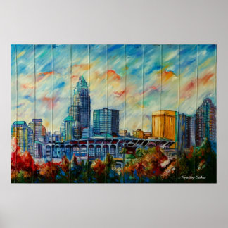 Charlotte, North Carolina Skyline Canvas Print Poster