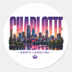 Charlotte North Carolina Skyline City Name Reise Runder Aufkleber