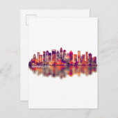 Charlotte North Carolina Skyline Einladungspostkarte (Vorne/Hinten)