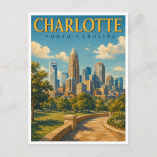 Charlotte North Carolina Skyline GeoSaga Postkarte