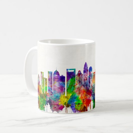 Charlotte North Carolina Skyline Kaffeetasse (Vorderseite Links)