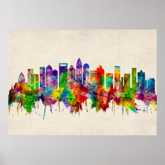 Charlotte North Carolina Skyline Poster (Vorne)