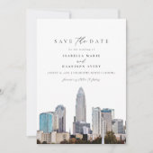 CHARLOTTE NORTH CAROLINA Skyline Save the Date Einladung (Vorderseite)