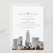 CHARLOTTE NORTH CAROLINA Skyline Save the Date Einladung (Vorne/Hinten)