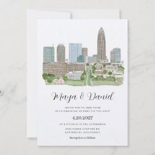 CHARLOTTE NORTH CAROLINA Stadt Skyline Hochzeit Einladung