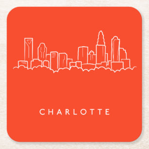 Charlotte, North Carolina-Stadt-Skyline Rechteckiger Pappuntersetzer