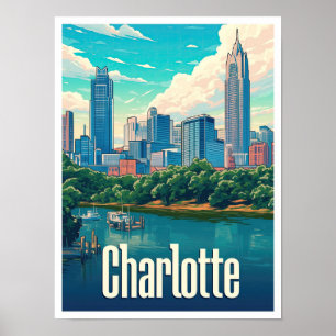 Charlotte North Carolina USA Reiseillustration Poster