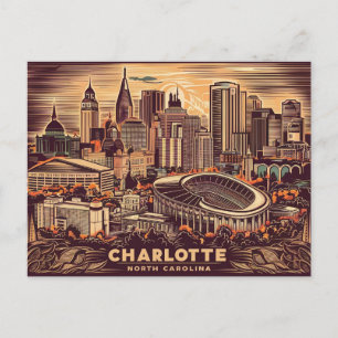 Charlotte, North Carolina, Vintag Retro Postkarte
