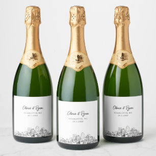 Charlotte North Carolina Wedding Champagne Label Schaumweinetikett