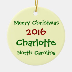 CHARLOTTE-NORTH CAROLINA-WEIHNACHTSverzierung 2016 Keramik Ornament