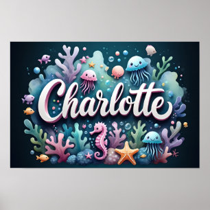 Charlotte Ocean Kinderzimmer Unterwasser-Meerestie Poster