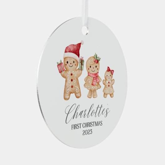 Charlotte Personalized Baby's First Christmas Ornament Aus Metall (Vorderseite Rechts)