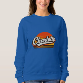 Charlotte Retro-Sonnenuntergang Personalisiertes N Sweatshirt