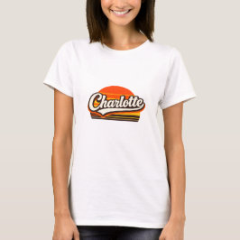 Charlotte Retro Sonnenuntergang Personalisiertes N T-Shirt