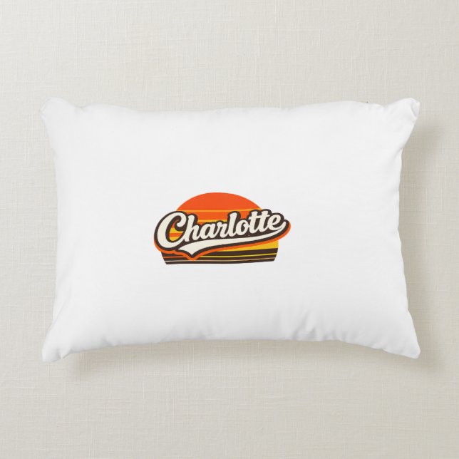 Charlotte Retro Sunset Personalized Name Design Dekokissen (Vorderseite)